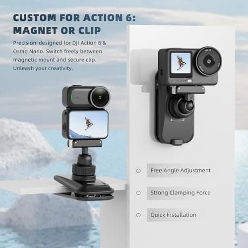 BRDRC Magnetic Backpack Mount for DJI Action 6 Nano, Quick Release Magnet Mount Bag Strap Anti-Slip Shoulder Clip Belt for DJI Osmo Action 6 Nano Accessories - Thumbnail 2
