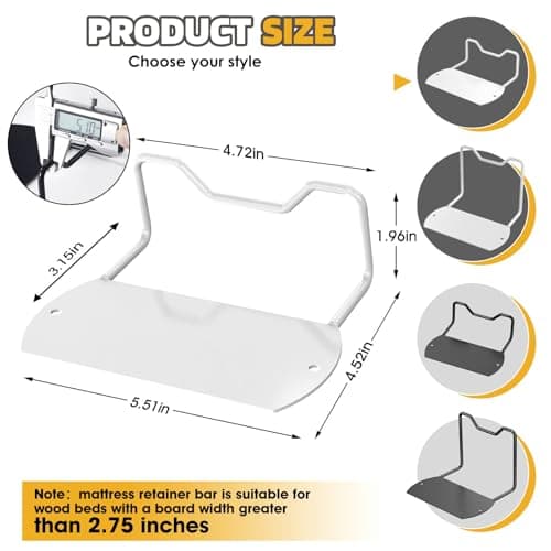 Mdkave Mattress Slide Stopper,Mattress Retainer Bar,Mattress Retainer Bar for Adjustable Bed,Wider Taller Non Slip Mattress Gripper,Anti Mattress Slide for Most Soft Bed(White,1.96" H,4 Pack) - Thumbnail 2