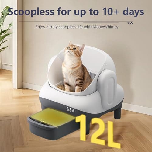 MeowWhimsy S7 Pro Self Cleaning Litter Box, Automatic Open Top, App Control, Extra Large Electric for Multi-Cat, Includes Pedal Mat and Bags - Thumbnail 4