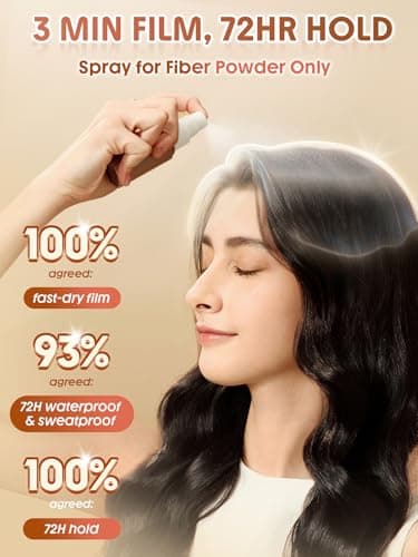 SHEGLAM HAIR Volume Boost Fiber Fix Setting Mist (1 fl oz), Instant Film, 72H Hold Windproof Waterproof, Sweatproof No Color Run, Hairline Enhancer Volumizing Spray for All Hair Types-30ml - Thumbnail 3