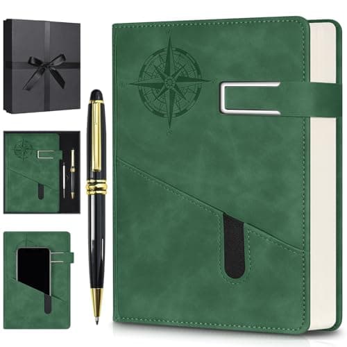 Lined Notebook Journal for Men Women, College Ruled Notebook, Hardcover Leather Journal with Pen & Gift Box, 256 Pages Thick Daily Diary, Professional Notebooks for Work, Travel, Executive, Writing,A5