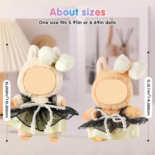 Clothes for 15-17cm Doll, Skirt Set for Dolls, 1 Piece Skirt Outfit Premium Fashion Cute Dress for 15-17cm Dolls Accessories (NO Doll) (White Bow) Cute Easter Gift - Thumbnail 5