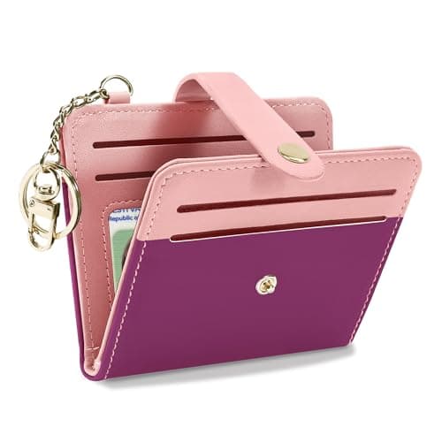 Airkit Small Wallets Woman RFID Blocking Leather Credit Card Holder - with ID Window - Card Wallets for Women - with Zipper Coin Purse - Keychain Wallet
