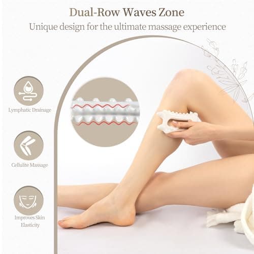 InfiniteRelax Ceramic Body Gua Sha Tools, Advanced Trigger Point Massage Tools, Korean 괄사 Gua Sha Facial Tools, Lymphatic Drainage Tools Gifts for Mother Women Men(Dual Row Style) - Thumbnail 3