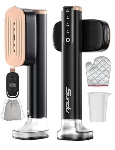 Sundu Steamer for Clothes,1200W Portable Travel Steamer&Iron 180ml Black Compact 15s heat-up 35min powerful steam, 4 Modes, includes gloves,Quick wrinkle removal for travel & home Silk Black