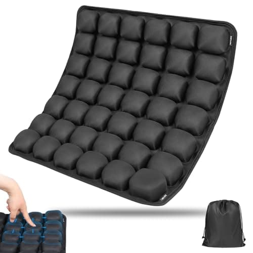 LeMotech Travel Seat Cushion for Airplane, Press-Type Air Inflatable Cushion, Portable Ergonomic Comfort with Non-Skid Bottom for Long Flights, Office, Camping, Wheelchair, Travel, Driving - Image 1