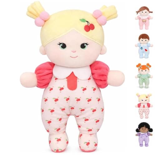 Jumbrace Soft Baby Doll My First Baby Rag Dolls for Kids,Snuggle Buddy for 1 Year Old Girl, Birthday Gifts for Girls Infants Toddlers 10" (Cherry Girl) - Image 1