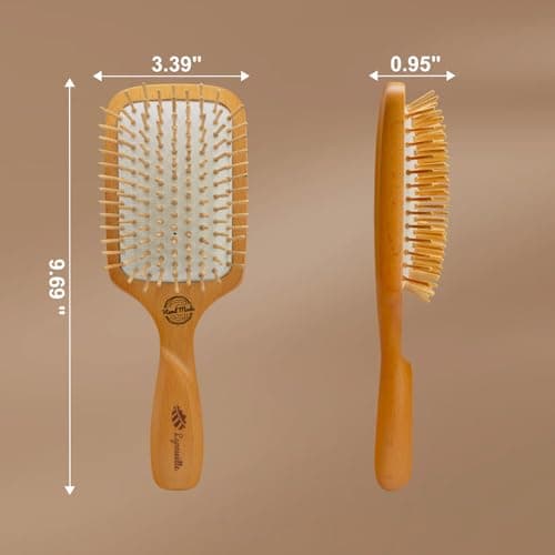 Wooden Bristle Hair Brush for Women & Men, Smoothing Hair Brush for Scalp Massage & Detangling, Wooden Brush that Reduces Static & Breakage for Thin, Thick, Fine, Curly Hair - Thumbnail 6