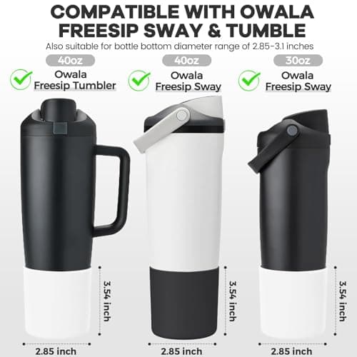 2 Pack Higher Silicone Boot for Owala Water Bottle 30oz & 40oz FreeSip Sway & Tumblers - Extra-Thick & Tall Protection Anti-Slip Base Cover, Prevents Scratches Water Bottle Accessories(Black/White) - Thumbnail 2