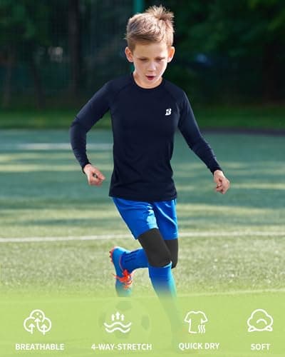 Roadbox Boys Youth Compression Shirts - Long Sleeve Athletic Undershirt Kids Quick Dry Base Layers for Baseball Soccer Football - Thumbnail 6