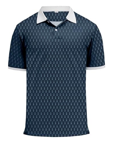 KUYIGO Mens Golf Polo Shirt Quick Dry Breathable Moisture Wicking UPF 40+ Printed Short Sleeve Performance Shirt,M - Image 1
