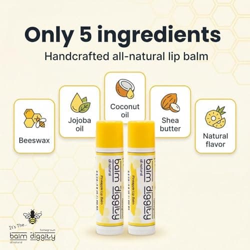 It’s The Balm Diggity Pineapple Lip Balm - Scented Balm Stick for Moisture - Moisturizing Tropical Lip Care with Shea Butter, Coconut Oil, Beeswax, and Jojoba Oil - Smooth Glide for Dry Lips - 2 Pack - Thumbnail 3