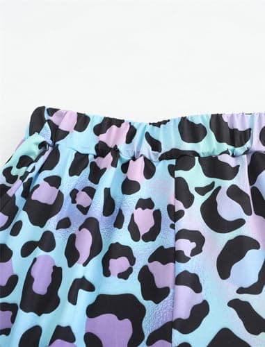 QCIV Soft Womens Pajama Sets V Neck Top and Capri Pants with Pockets Cute Sleepwear PJS Set, Blue Leopard, Large - Thumbnail 5