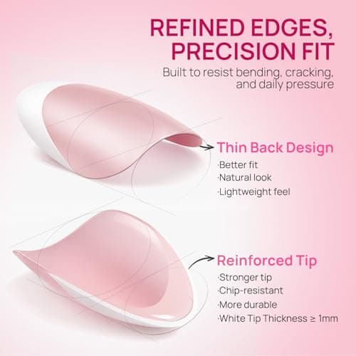 Krofaue French Tip Short Almond Nail Tips–Pink Matte White Tip Full Cover Press On Nails, 15 Sizes Almond Fake Nails for Nail Salon & Home DIY - Thumbnail 5