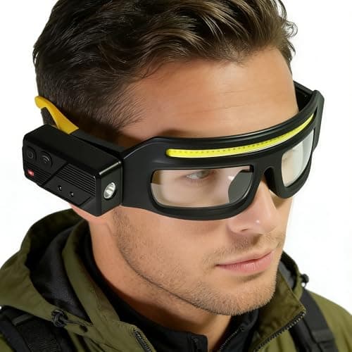 NIRIAHO Adjustable Headlamp Glasses with Motion Sensor Rechargeable Headlight Safety Glasses for Camping Hiking Fishing Cycling Yellow - Image 1