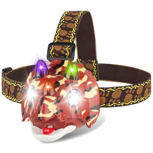 Triceratops LED Headlamp Dinosaur Headlamp for Kids Camping Gear Essentials Dinosaur Toy Headlights Flashlight for Boys Girls or Adults Ideal Gift for Birthday, Halloween, Christmas, New Year - Image 1