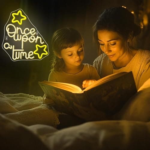 NXYX Once Upon A Time Neon Sign Fairy Tale Inspired LED Wall Art for Nursery Bedroom or Living Room Decor Magical Storybook Themed Lighted Sign for Kids and Book Lovers - Thumbnail 2