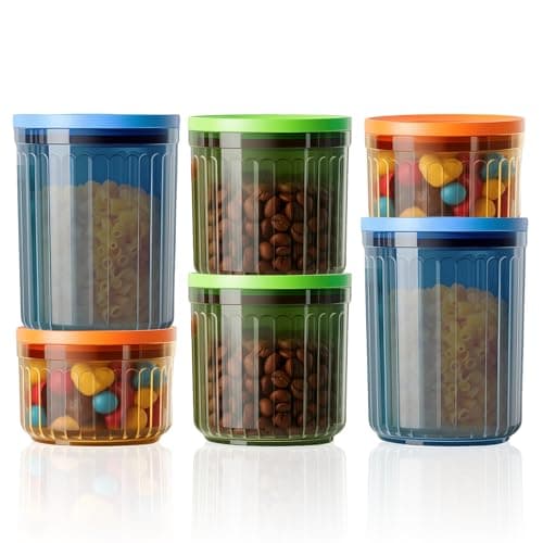 THKAILAR 6-Pack Small Food Storage Containers with Airtight Snap-Lock Lids,Leakproof Kitchen Pantry Organization and Storage for Snacks,Coffee Beans,Nuts, Spices, BPA-Free, 10oz/17oz/24oz - Image 1