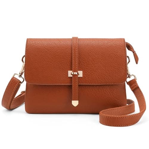 Goinsound Minimalist Crossbody Purse Vegan Leather Cell Phone Purse with RFID Blocking Card Slots for Women Brown - Image 1