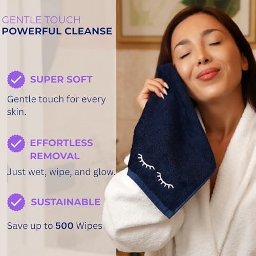Marmaris Co. Luxury Makeup Washcloths for Face, 5-Pack Makeup Towels Face Washcloth, Viscose from Bamboo & Cotton - Thumbnail 2