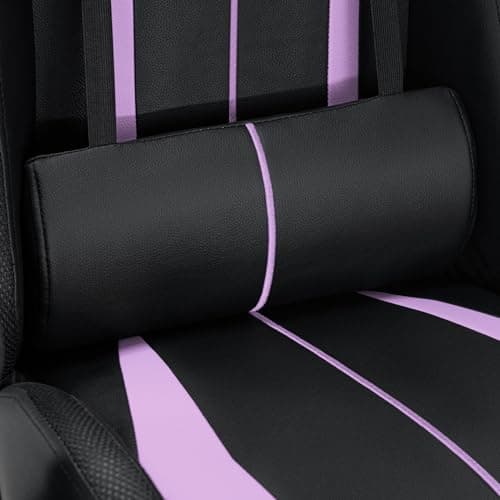 HOFFREE RGB Gaming Chair with Speakers Massage Computer Gaming Chair with LED Lights and Footrest High Back Video Game Chair for Adults Purple and Black - Thumbnail 6