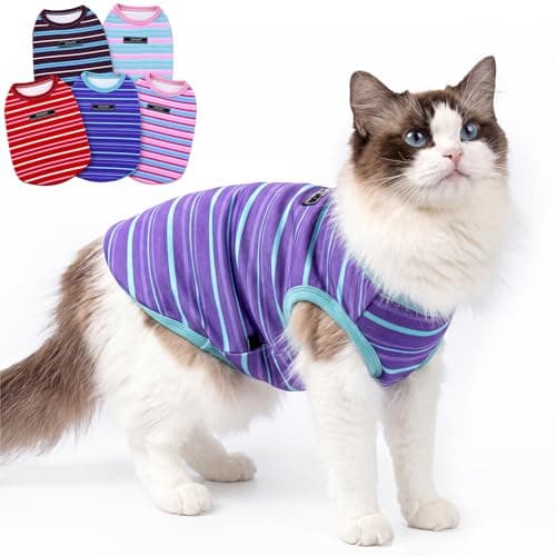 Jialinifery Soft Striped Dog Shirt, Cozy Warm pet Vest for Small Medium Dogs, Classic Puppy cat Clothes for Indoor Outdoor Outfits - Image 1
