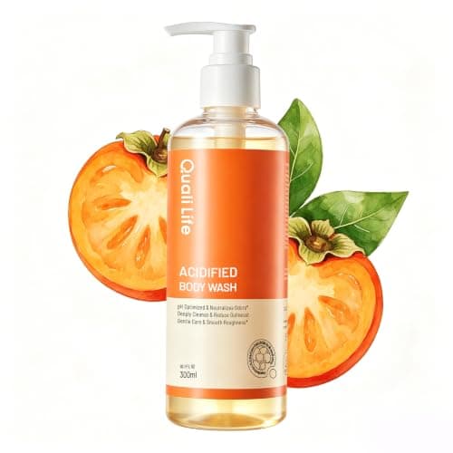 QualiLife Acidified Body Wash, pH-Optimized Odor Control with Mandelic Acid AHA & Persimmon, Moisturizing & Refreshing Formula, Tangerine Scent, 10.1 Fl Oz