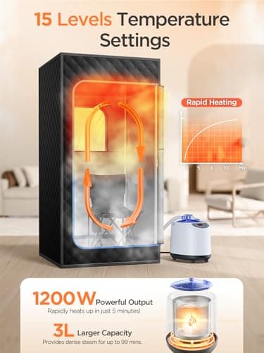 pikulLA Portable Steam Sauna for Home |Personal 71" Full Body Sauna Tent with 1200W 3L Steamer, 15 Levels, Remote & Chair | Moist Heat for Relaxation, Workout Recovery & Stress Relief – VOC-Free - Thumbnail 2