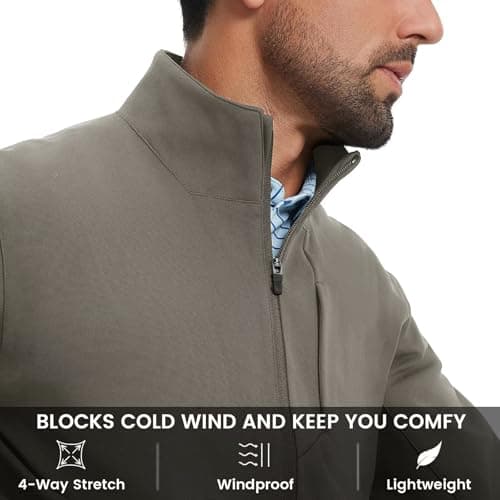 MAELREG Mens Jacket with Zipper Pockets Casual Stylish Lightweight Softshell Jacket Men for Golf Work Windbreaker - Thumbnail 5