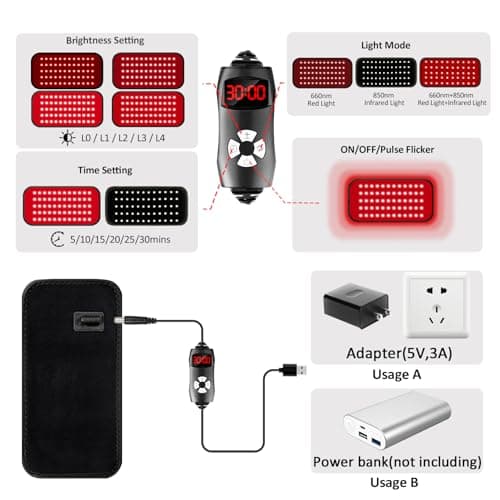 Red Light Therapy for Body, 660nm 850nm Infrared Light Therapy Pad, Wearable Wrap with Timer Remote Control for Back Shoulder Waist Knee, Infrared Light Device Home Use, 12.4'' x 5.7'' Large Area - Thumbnail 4