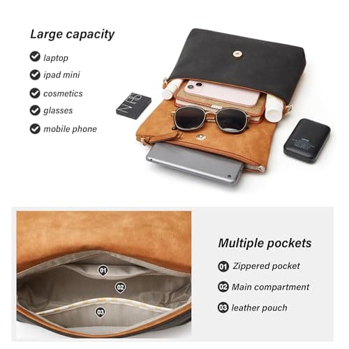 Makes Crossbody Bags for Women, Lightweight Medium Crossbody Purse, Soft Suede Leather Women's Shoulder Handbags for Shopping or Travel - Thumbnail 2