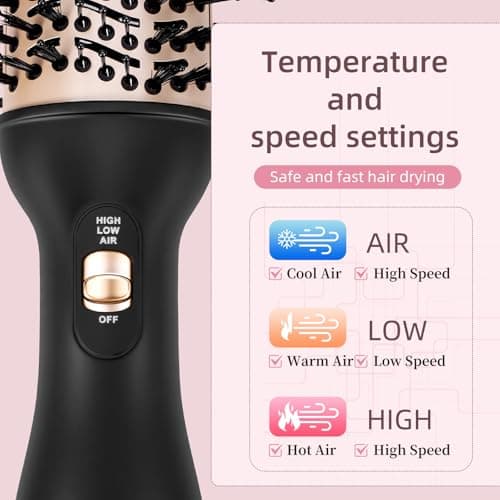 Hupifaz Hair Dryer Brush & Straightening Brush Set, Ionic Styler and Heated Hair Tool, Blow Dryer Brush and Hot Air Straightener for Effortless Styling, Frizz-Free Volume - Thumbnail 3