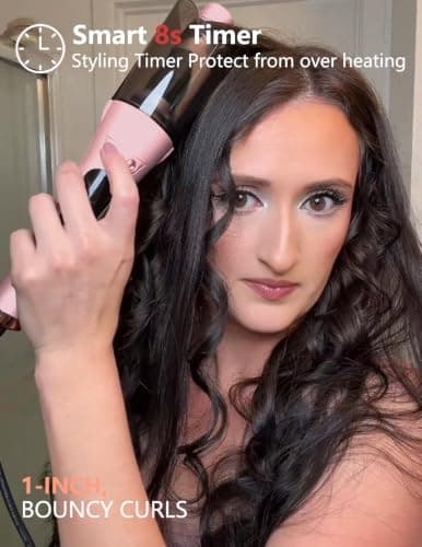 LANDOT Automatic Curling Iron 1-inch,Easy-to-Use Self Curling Wand with Auto Rotation, Anti-Tangle Technology for Beginners, Ideal Gift for Girls & Teens - Charming Pink - Thumbnail 4