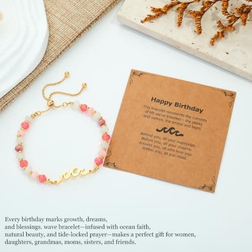 DIFTIDDY Stone Beaded Adjustable Bracelet, Happy Birthday Gift for Women - Thumbnail 5