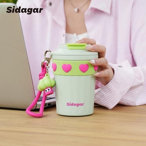 SDGA+ 12 oz Travel Coffee Mug Spill Proof Leak Proof, Stainless Steel Thermal Coffee Cup with Lid, Resuable Cup for Hot and Cold, Portable Tumbler for Women, Minty Matcha - Thumbnail 4