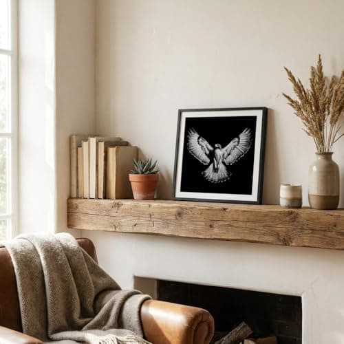 Moonow7 Majestic Hawk Wall Art Prints, Black and White Wildlife Posters, Bird of Prey Decor, Living Room Artwork, Office Wall Accents, Bold Nature Home Decor, Unframed Size 30x30 cm / 12x12″ - Thumbnail 3