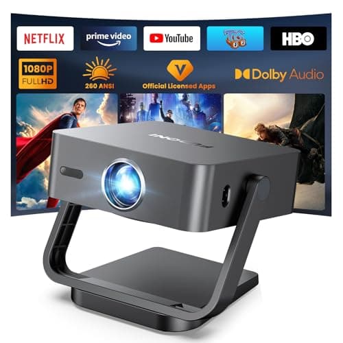 [Built-in Netflix Apps] FUDONI Smart Projector with WiFi 6 and Bluetooth, Electric Focus Auto Keystone,1080P Full HD Projector with Prime Video/Youtube, Movie Proyector for Home & Outdoor
