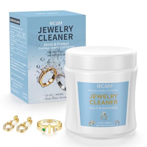 BCOM Jewelry Cleaner, Ring Cleaner pH-Balanced Gentle Formula, Effective Jewelry Cleaner Solution for Gold, Platinum, Diamonds & Most Gemstones, Great for Rings, Necklaces, Bracelets & Earrings (10oz) - Image 1