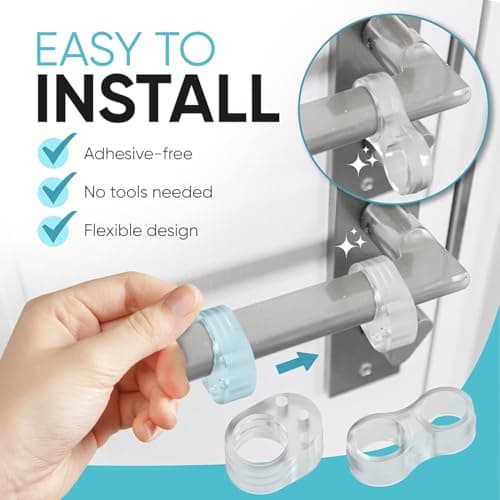 Strongest Home 12+8 Pack Door Stop Wall Protector for Door Handle - Clear & Invisible Wall Stoppers Wall Protector, Damage-Free Glass Shower Stopper, No Adhesive, Fits All Door Handle Types. - Thumbnail 5
