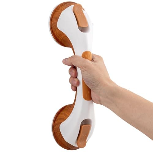 TAILI Shower Grab Bar, 12 Inch Shower Handle for Bathtubs and Elderly, Suction Grab Bars for Seniors Bathroom Safety Handles for Elderly, No Drilling Removable,Wood Grain