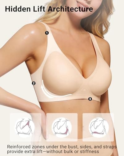 As Fairy Seamless Wireless Push Up Bra Jelly Support Bralette for Women Luxury Fabric Smooth Bras(Nude 34B) - Thumbnail 3