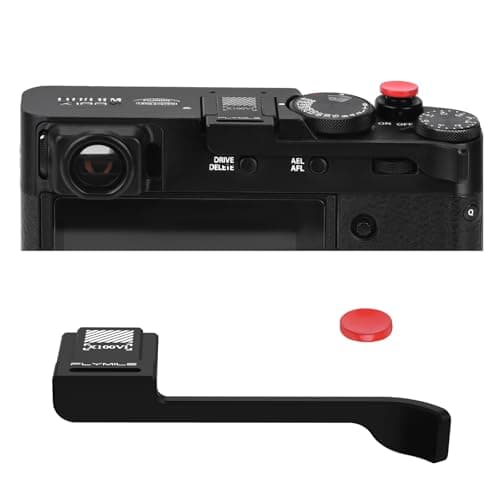 Thumb Grip Metal Hot Shoe Cover with Shutter Button for FUJIFILM X100VI / X100V Fuji Accessories (Black) - Image 1