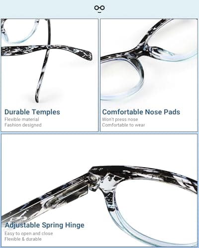JOLISU 5 Pack Reading Glasses for Women and Men, Light Weight Eyeglasses with Spring Hinge, Blue Light Blocking Readers-1.75 - Thumbnail 3