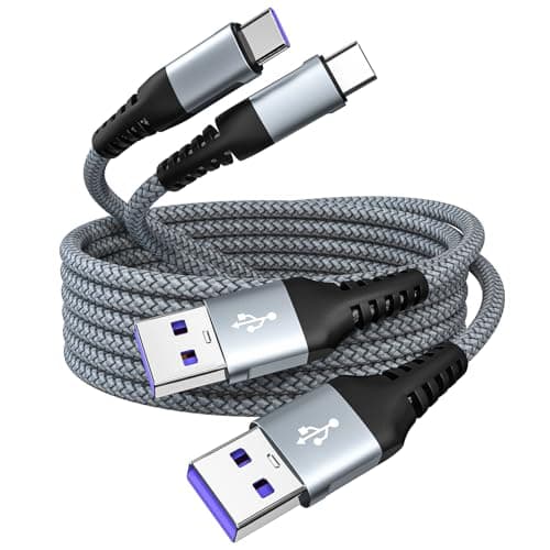 USB A to USB C Cable for CarPlay [2 Pack 6FT], 60W Charging Cable, Braided Type C Charger Cord, USB C Data Cable for Samsung Galaxy S25 S24 S23 Series, Note 20, iPad, iPhone 17/16/15 and USB-C Devices