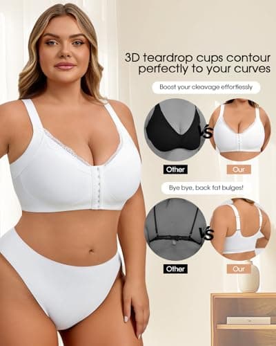 LIIJOO Wireless Push-up Bra for Women, Comfortable Seamless Design with Adjustable Straps, Soft Cup Bra for All-Day Wear（ Ivory, 1XL Plus Size） - Thumbnail 4
