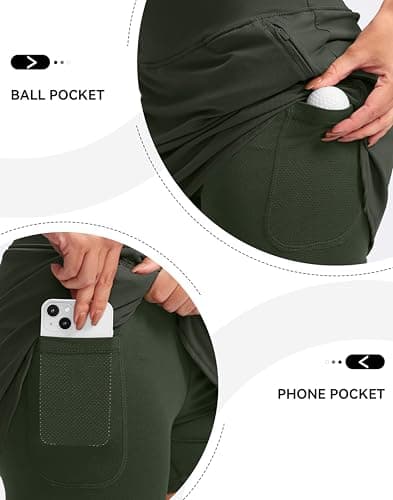 High Waisted Golf Skirts for Women Tennis Skirt Zipper Pockets Skorts for Woman Athletic Workout Casual (Army Green. M) - Thumbnail 4