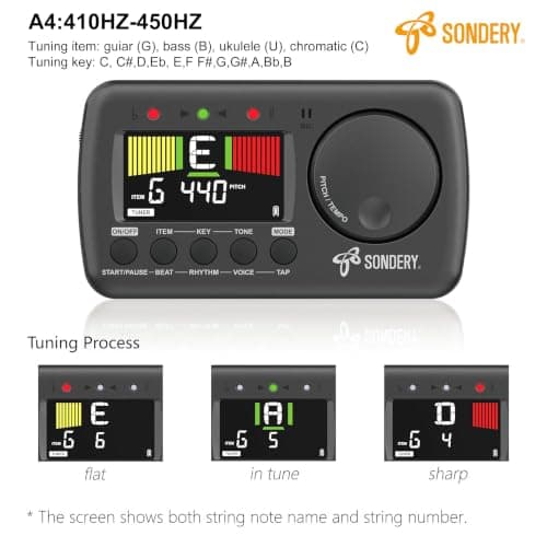 Sondery Digital Vocal Metronome Tuner Rechargeable for Guitar Bass Violin - Thumbnail 5