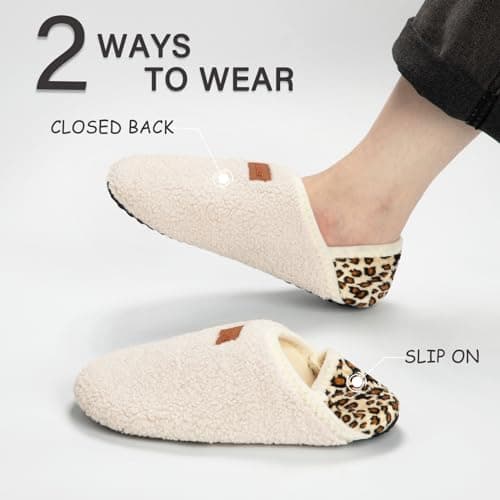 ATHMILE House Slippers for Women Men Indoor Barefoot Slippers Socks Furry Slip on House Shoes Cozy Comfy for Home Bedroom Travel Yoga Women 6.5-7.5 Beige Leopard - Thumbnail 3