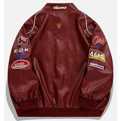 Aelfric Eden Faux Leather Jacket Oversized Racing Motorcycle Jackets Moto Coats Unisex Trendy Streetwear Jacket - Thumbnail 4