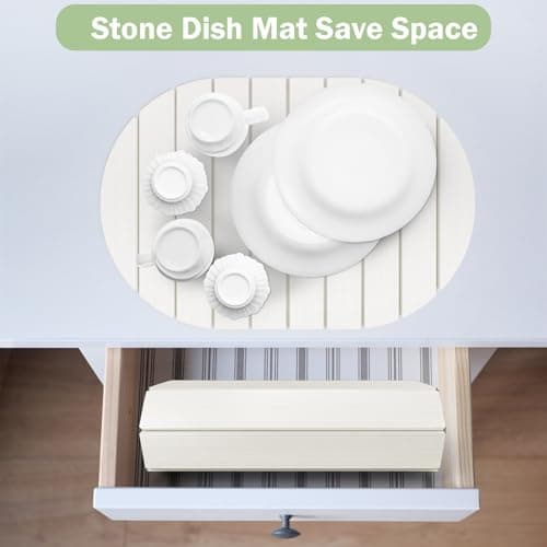 Stone Dish Drying Mat for Kitchen Counter,24"(L)×16"(W) Collapsible Fast-Drying Diatomaceous Earth Mats with Towel Sanding Tool,Versatile Stone Drying Mats for Cups Dishes Bottles - Thumbnail 5